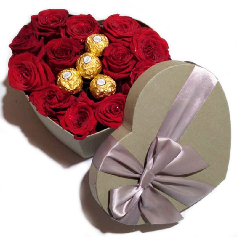 fotografía Ser apenas Caja con 12 rosas y bombones Ferrero Rocher - Flores Queen