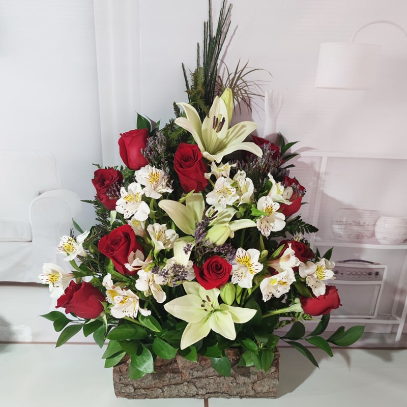 Arreglo floral rosas, liliums y astromelias - Rojo - Flores Queen Santiago